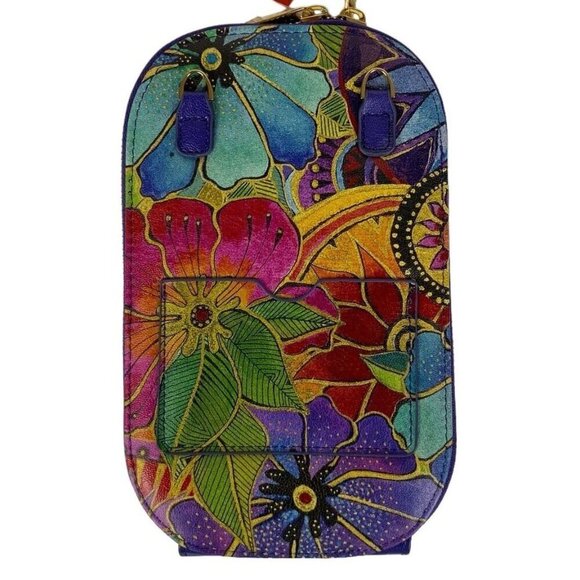 Monarque Signature Series Laurel Burch Blooming Florals Slim Crossbody Bag Purse - Picture 2 of 11